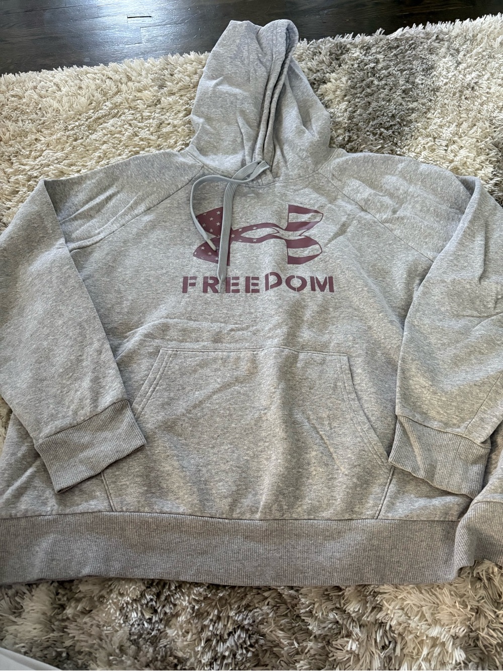Under Armour Gray Hoodie with Maroon Freedom Graphic